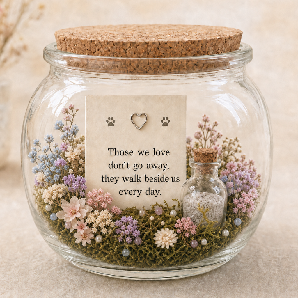 Personalised Pet Memorial Garden Jar, Dog or Cat Ashes and Fur Keepsake, Miniature Pet Remembrance Garden, Pet Loss Gift