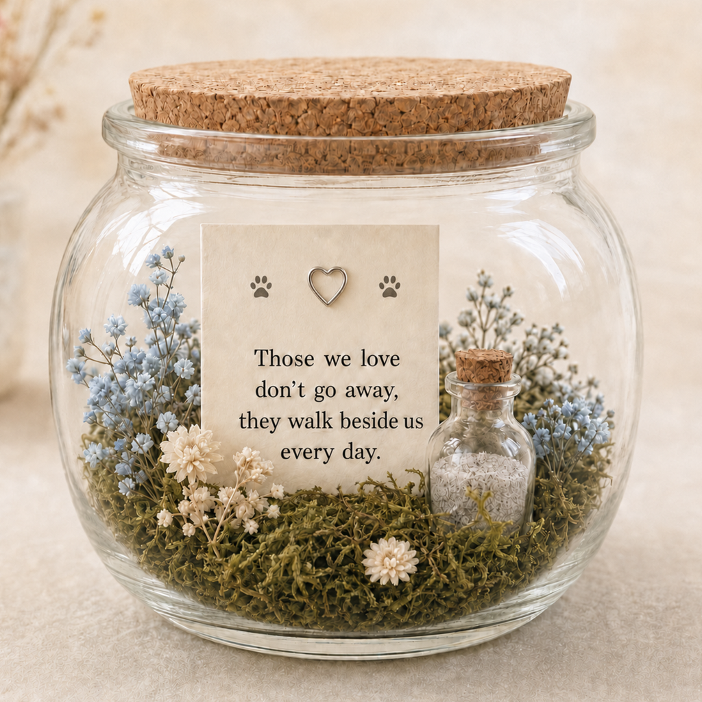 Personalised Pet Memorial Garden Jar, Dog or Cat Ashes and Fur Keepsake, Miniature Pet Remembrance Garden, Pet Loss Gift
