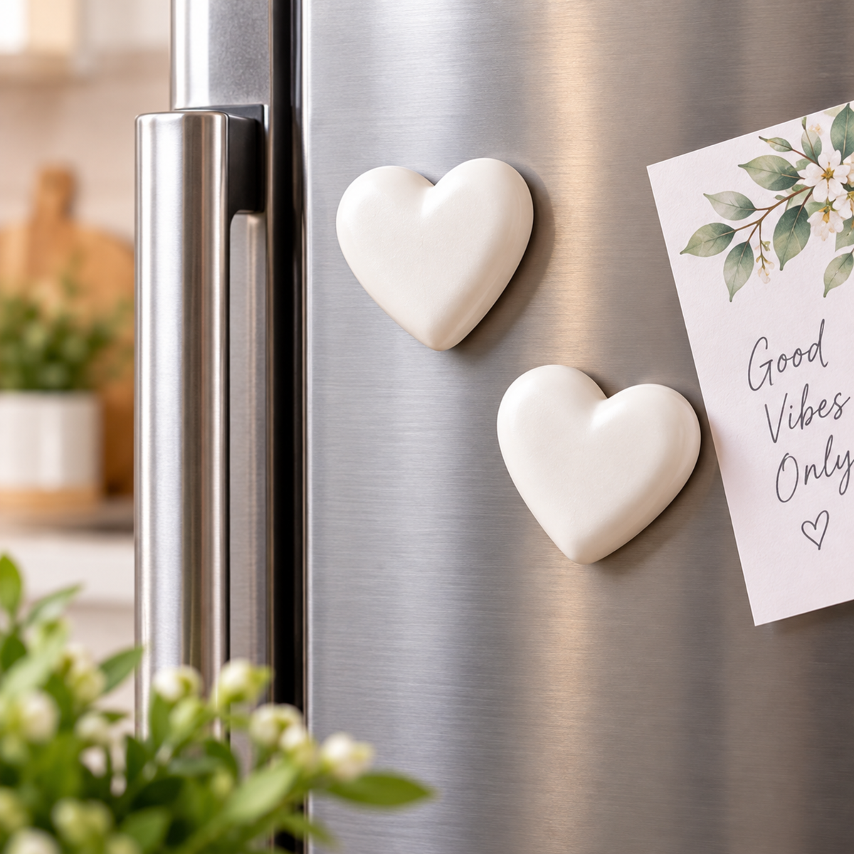 Aroma Stone Fridge Magnets Set of 2, Heart Scented Magnets, Reusable Home Fragrance, Fragrance Spray Included, Handmade Gift