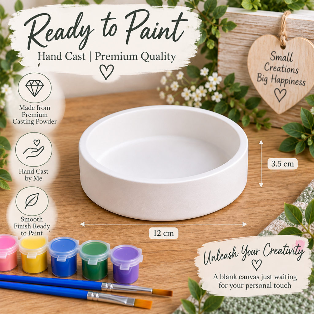 Paint Your Own Trinket Dish Kit | Hand Cast Craft Kit | DIY Painting Set | Acrylic Paints & Brushes | Creative Gift | Handmade