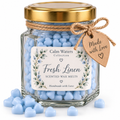 Fresh Linen Wax Melts, Tiny Heart Soy Wax Melts in Glass Gift Jar, Highly Scented Handmade Home Fragrance Gift