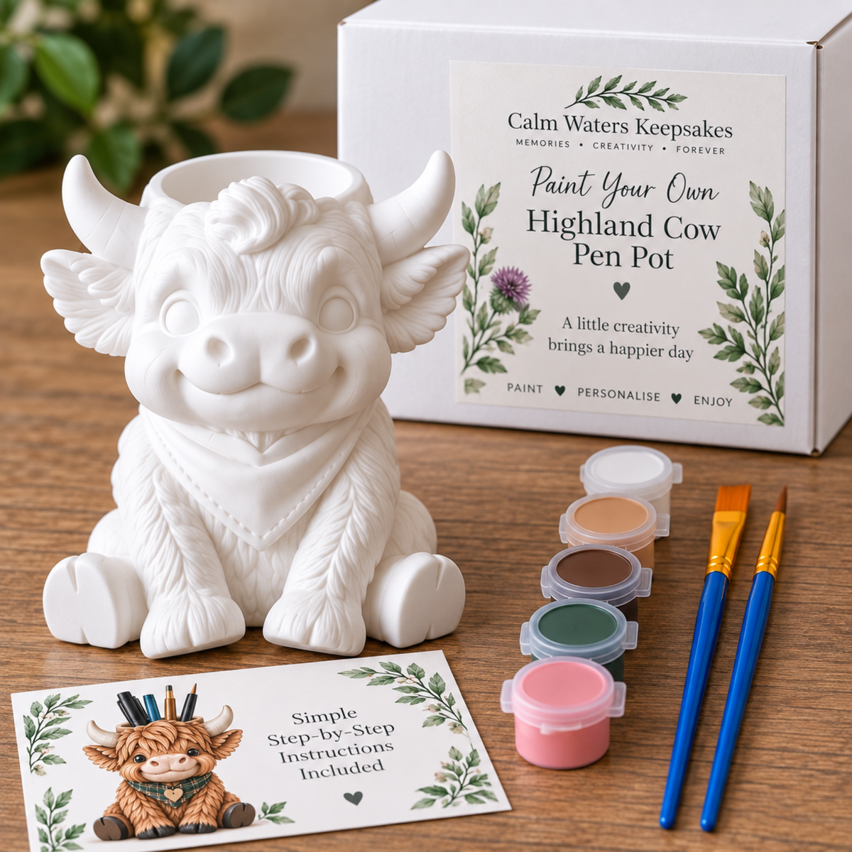 Paint Your Own Highland Cow Pot Kit | DIY Painting Craft Kit | Highland Cow Planter | Creative Gift | Adult Craft Kit