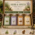 Herb & Spice Wax Melts Gift Box – Fresh Herbs, Lavender, Cinnamon & Vanilla – 100 Mini Soy Wax Melts