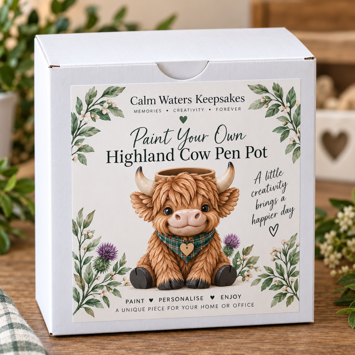 Paint Your Own Highland Cow Pot Kit | DIY Painting Craft Kit | Highland Cow Planter | Creative Gift | Adult Craft Kit