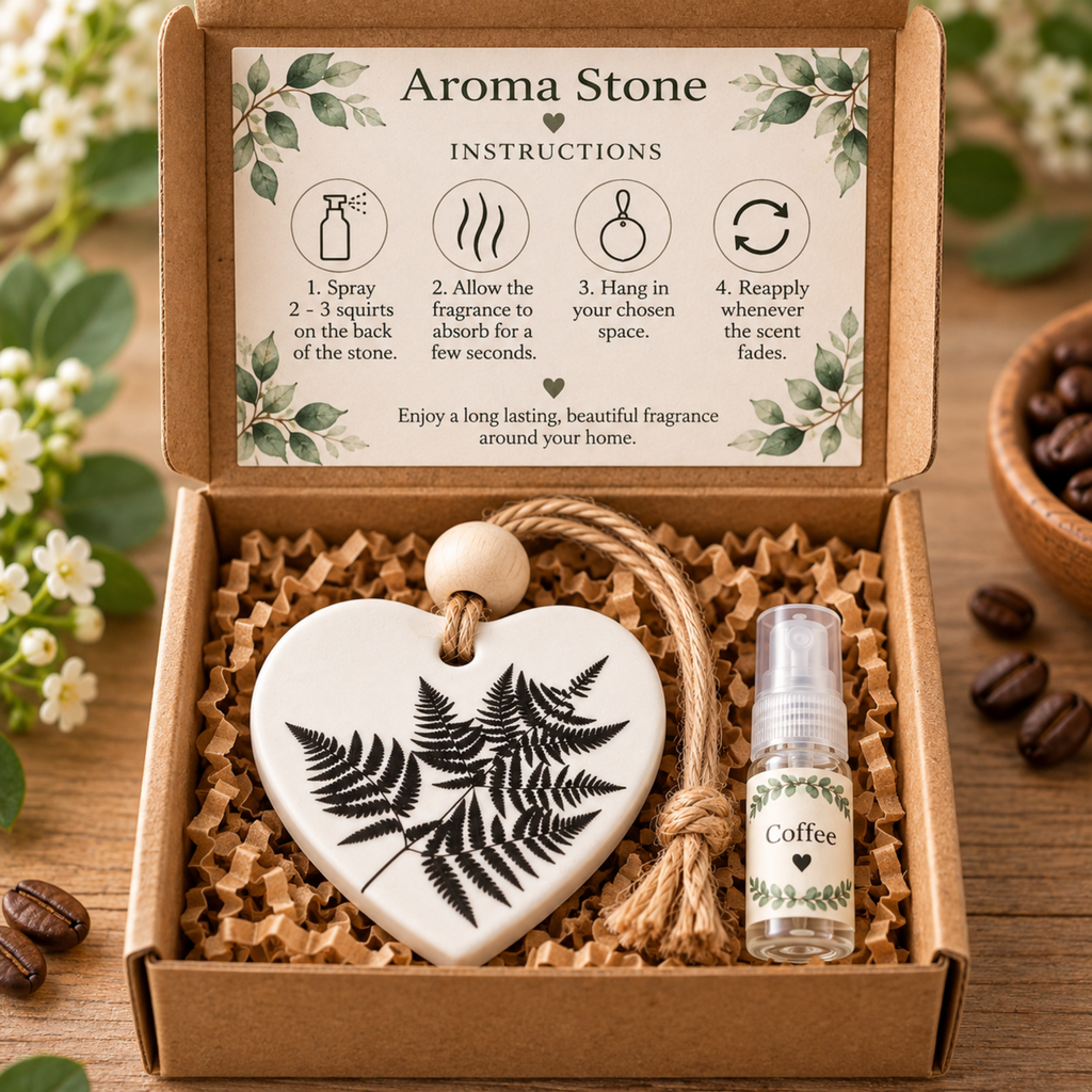Handmade Botanical Aroma Stone with Fragrance Spray – Hanging Wardrobe Freshener – Sandalwood, Cherry, Lavender & More – 2.3 x 2 Inches (Copy) (Copy)