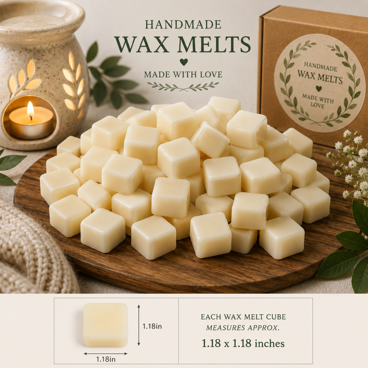 Botanical Wax Melts – Handmade Soy Wax Melt Cubes – Choose Your Fragrance – Scented Home Fragrance Gift Box