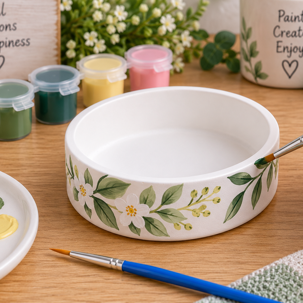 Paint Your Own Trinket Dish Kit | Hand Cast Craft Kit | DIY Painting Set | Acrylic Paints & Brushes | Creative Gift | Handmade