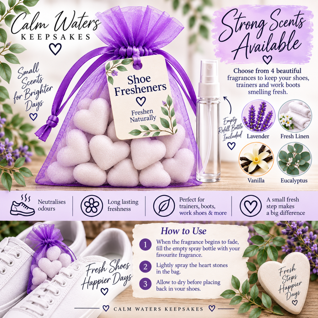 Pair of Shoe Fresheners | 2 Scented Aroma Stone Bags | Trainer & Work Boot Fresheners | Reusable Shoe Deodorisers