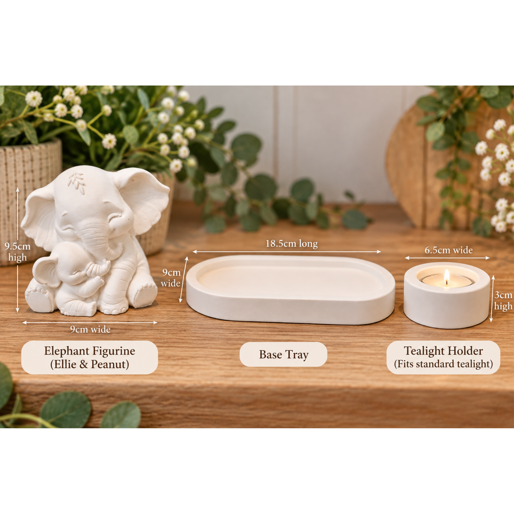 Ellie and Peanut Elephant Tealight Buddies | Handmade Ornament | Mum and Baby Elephant Gift | Decorative Tealight Holder