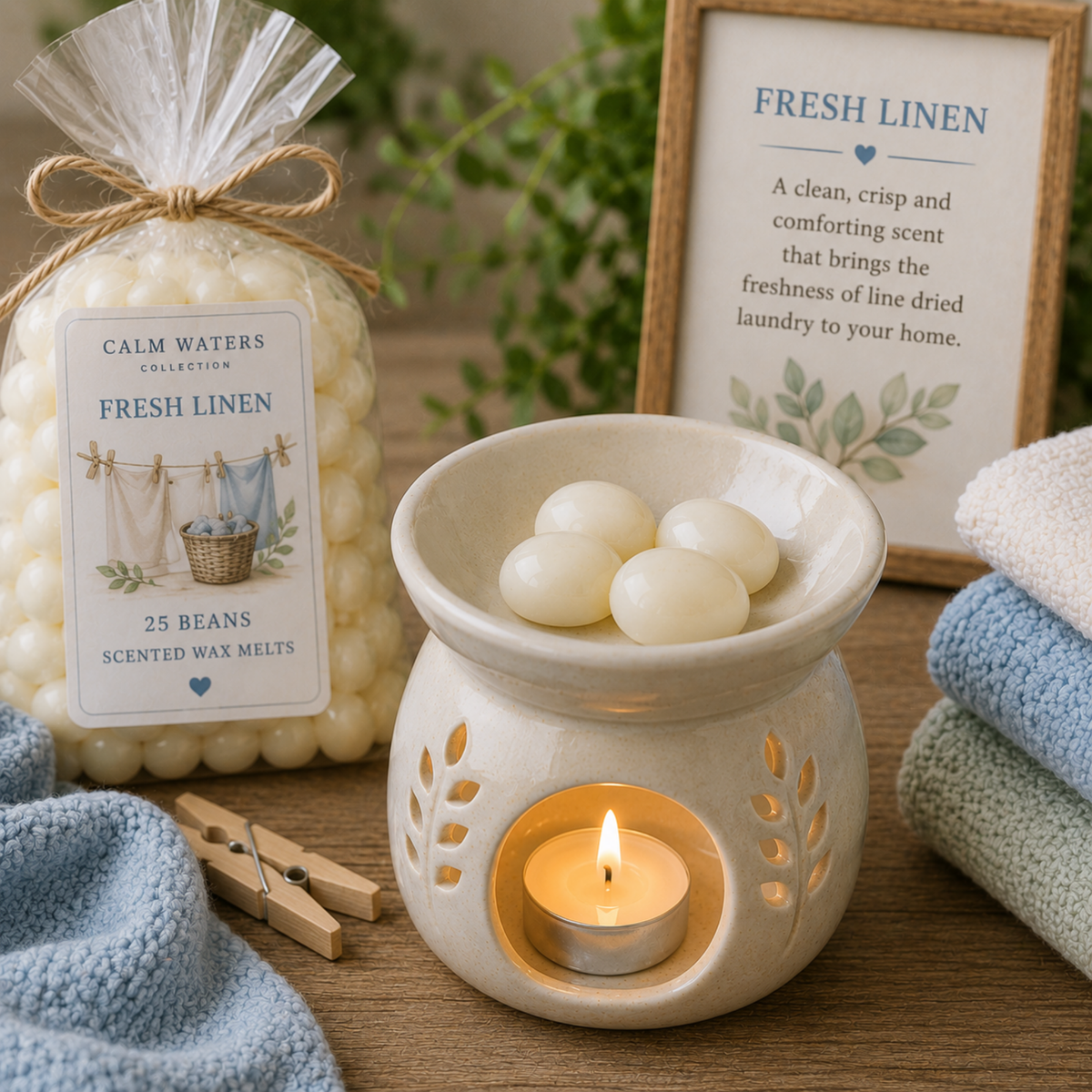 Laundry Scented Soy Wax Melts Gift Box – Fresh Linen, Cotton Fresh, Baby Powder & Spring Clean – 100 Mini Wax Melts