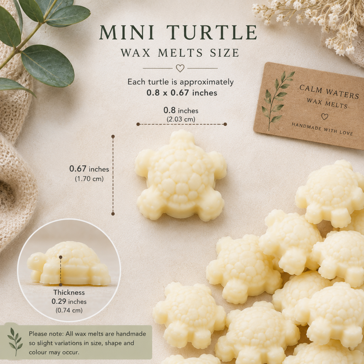 Mini Turtle Wax Melts, Handmade Soy Wax Melts,  Scented Melts, Coastal Home Fragrance Gift, Turtle Lover Gift
