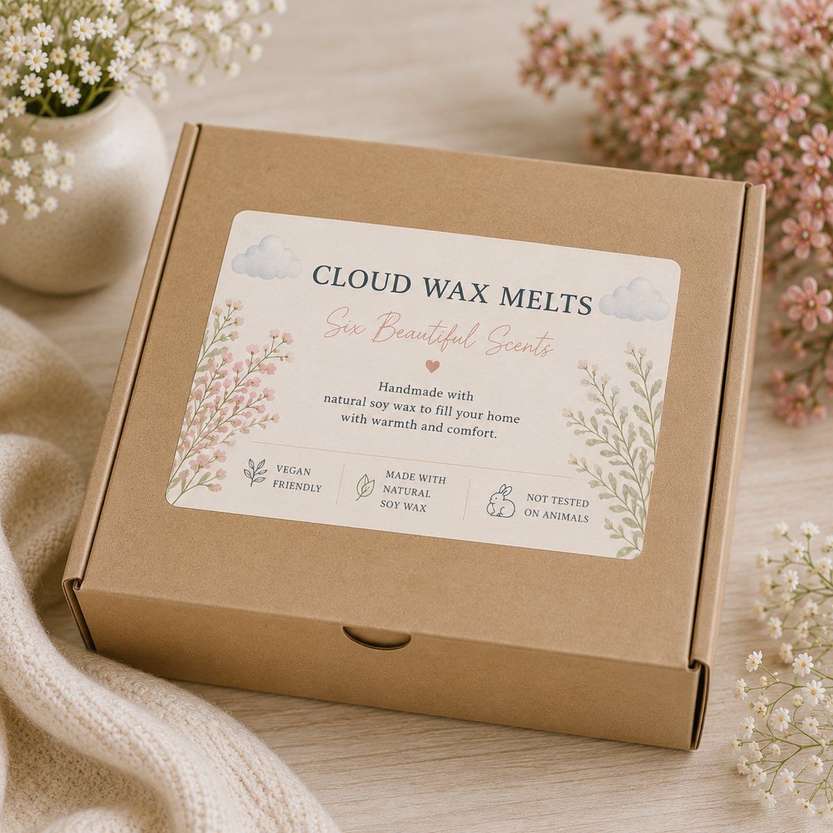 Cloud Wax Melts Gift Box, Handmade Soy Wax Melts, Scented Home Fragrance, Six Fragrance Selection Box, Gift for Her