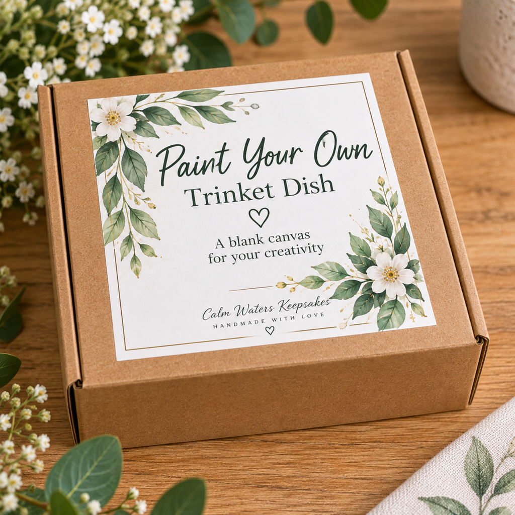 Paint Your Own Trinket Dish Kit | Hand Cast Craft Kit | DIY Painting Set | Acrylic Paints & Brushes | Creative Gift | Handmade