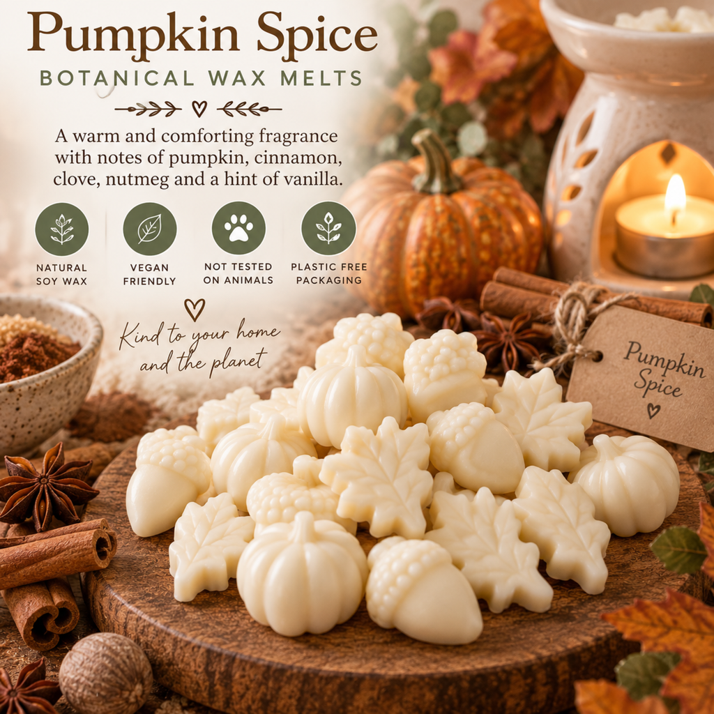 Pumpkin Spice Wax Melts, Autumn Soy Wax Melts, Pumpkin & Leaf Shapes, Halloween Home Fragrance, Botanical Wax Melt Gift Box