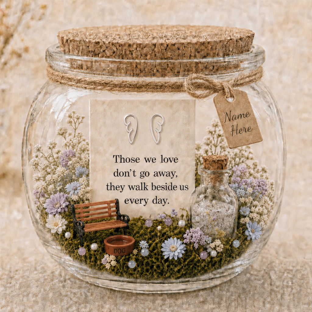 Personalised Pet Memorial Garden Jar, Dog or Cat Ashes and Fur Keepsake, Miniature Pet Remembrance Garden, Pet Loss Gift