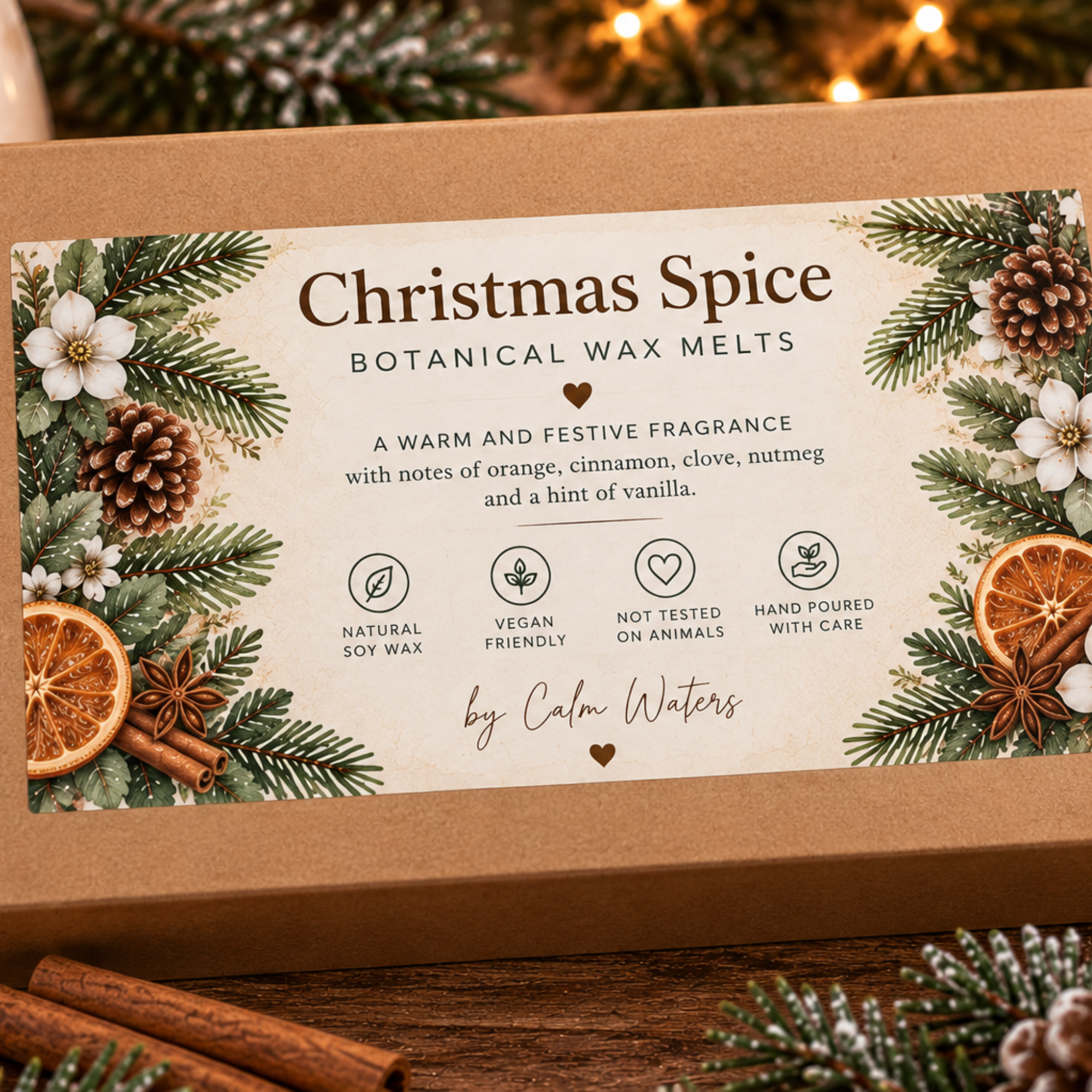 Christmas Spice Wax Melts, Christmas Soy Wax Melts, Festive Wax Melt Gift Box, Botanical Home Fragrance, Christmas Gift