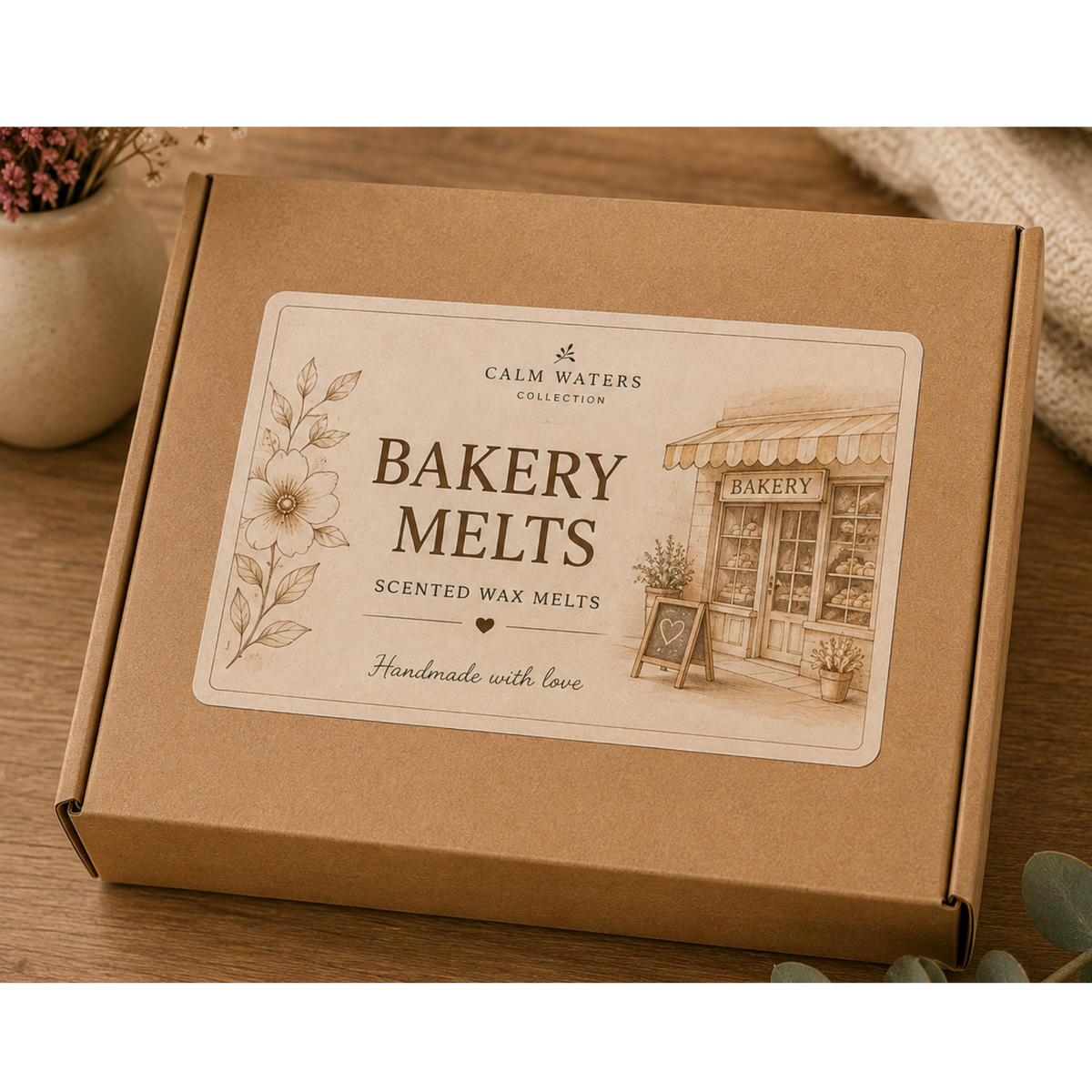 Bakery Scented Soy Wax Melts Gift Box – Vanilla, Cinnamon Roll, Lemon Drizzle Cake & Raspberry Cheesecake – 100 Mini Melts