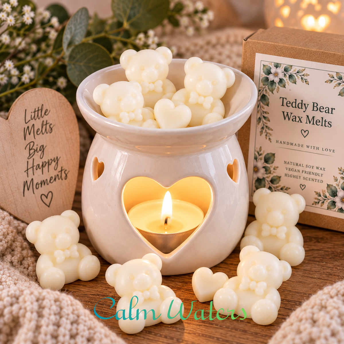 Teddy Bear Wax Melts in Glass Jar | Approx 125g Soy Wax Melts | 6 Fragrances | Handmade Scented Wax Melt Gift