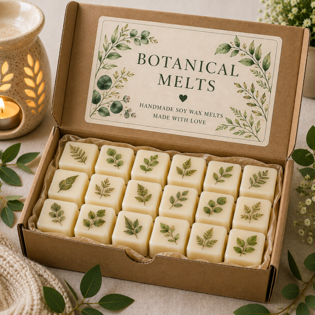 Botanical Wax Melts – Handmade Soy Wax Melt Cubes – Choose Your Fragrance – Scented Home Fragrance Gift Box