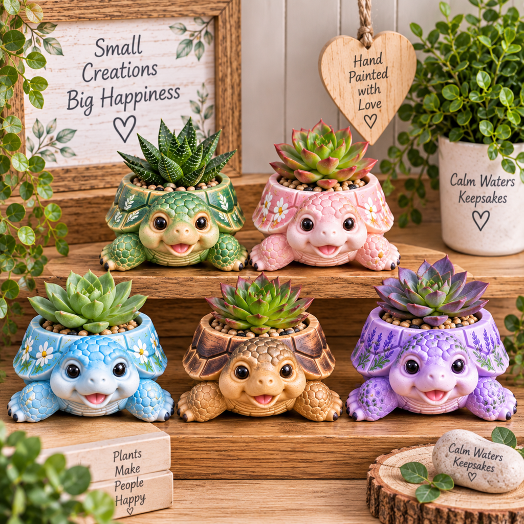 Paint Your Own Tortoise Planter Kit | Hand Cast DIY Painting Kit | Succulent Pot |