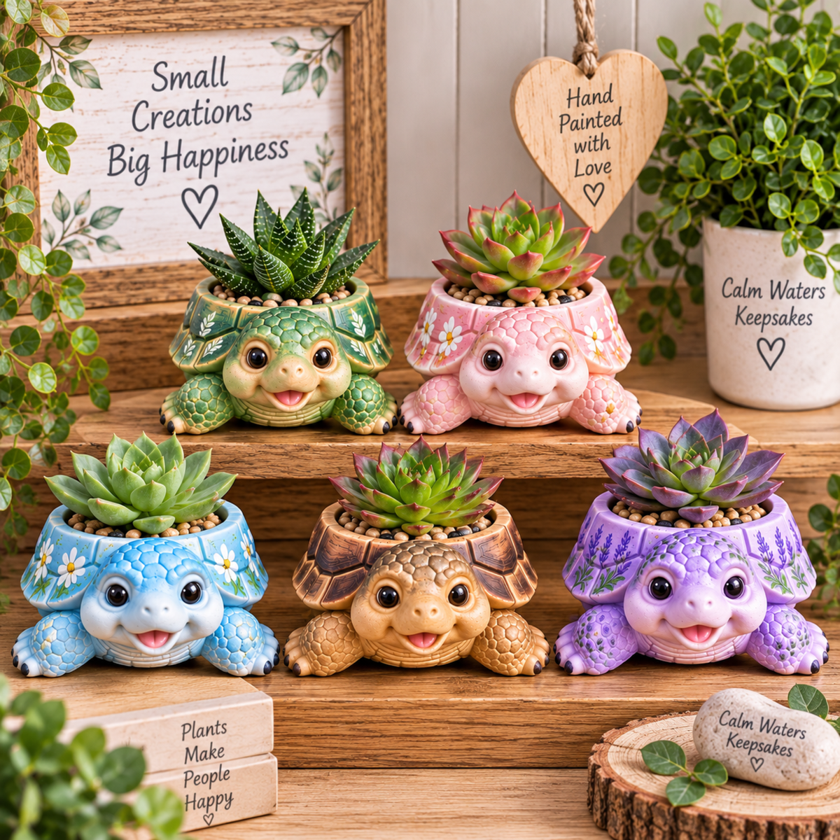 Paint Your Own Tortoise Planter Kit | Hand Cast DIY Painting Kit | Succulent Pot |