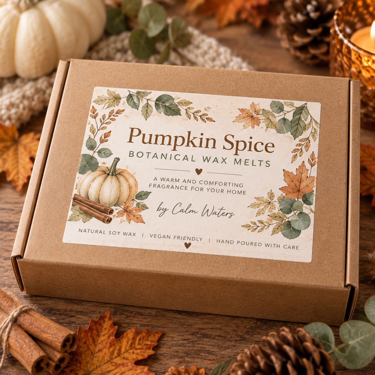 Pumpkin Spice Wax Melts, Autumn Soy Wax Melts, Pumpkin & Leaf Shapes, Halloween Home Fragrance, Botanical Wax Melt Gift Box