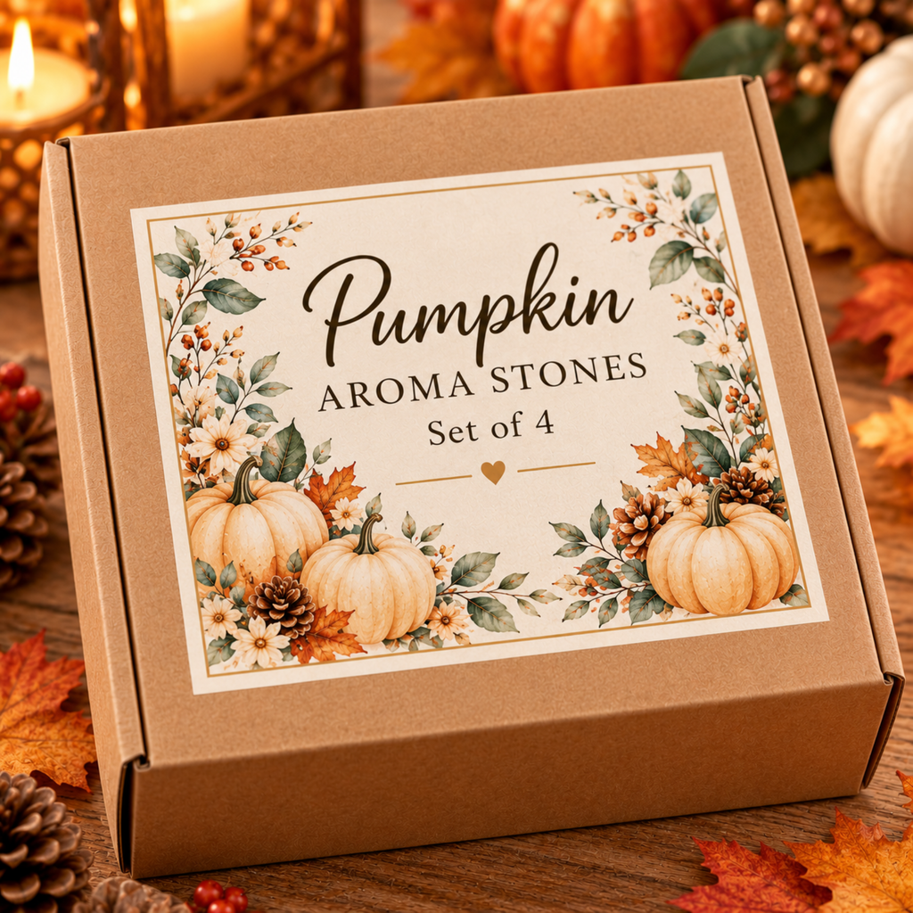 Pumpkin Aroma Stones Set of 4, Handmade Autumn Home Fragrance, Scented Pumpkin Décor,