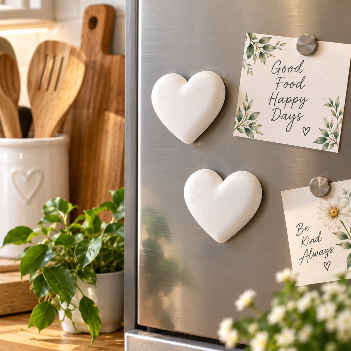 Aroma Stone Fridge Magnets Set of 2, Heart Scented Magnets, Reusable Home Fragrance, Fragrance Spray Included, Handmade Gift