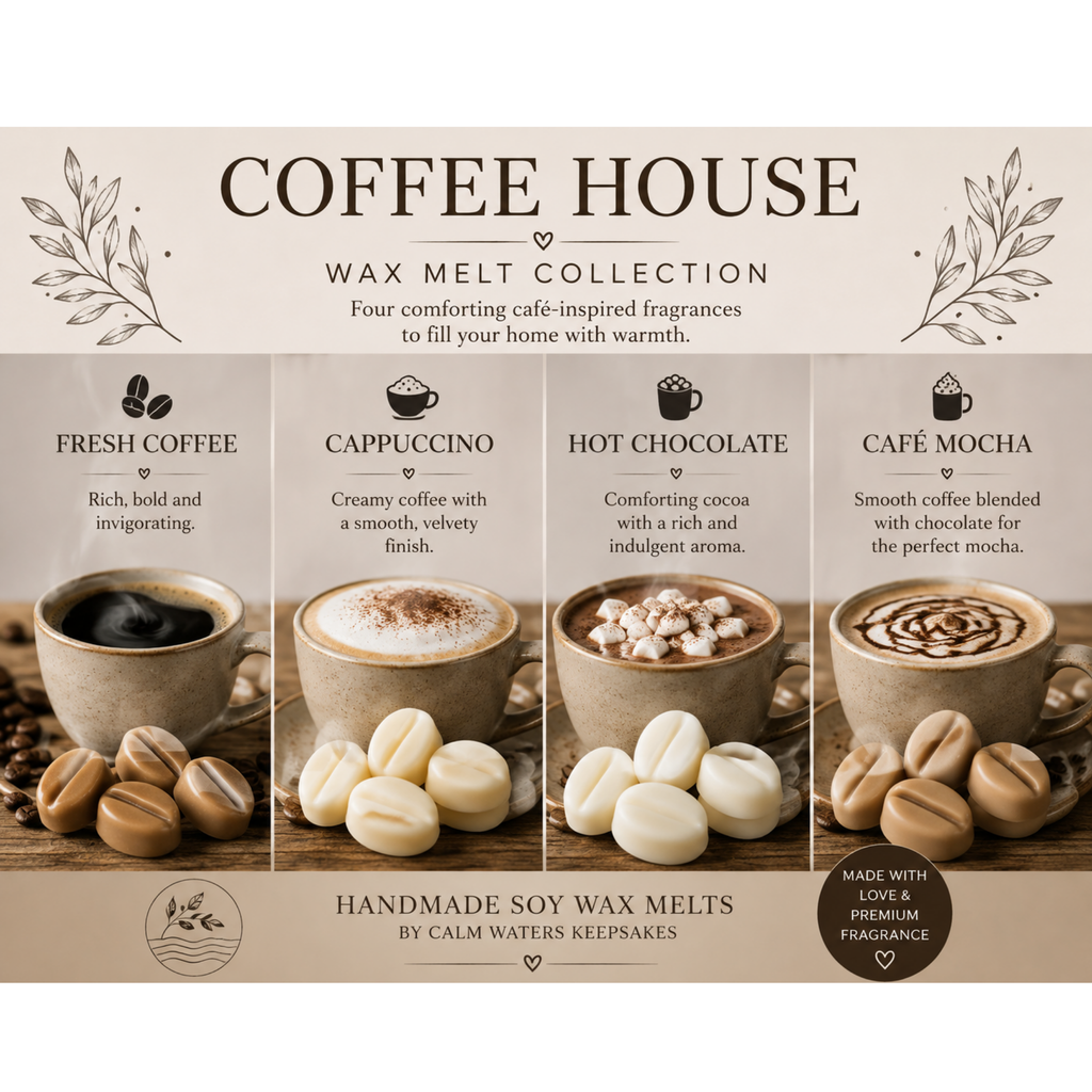100 Coffee Bean Wax Melts Gift Box – Coffee Scented Soy Wax Melts – Cappuccino, Hot Chocolate & Café Mocha Selection