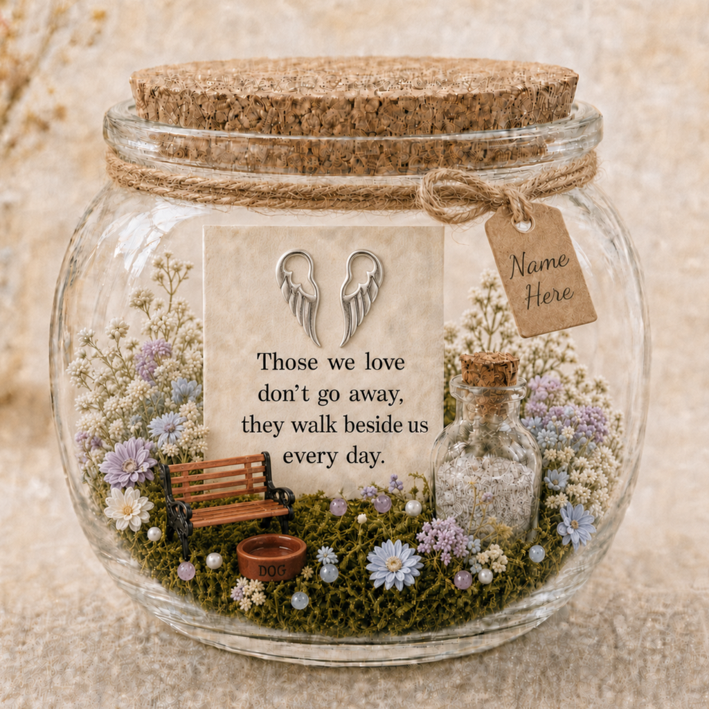 Personalised Pet Memorial Garden Jar, Dog or Cat Ashes and Fur Keepsake, Miniature Pet Remembrance Garden, Pet Loss Gift