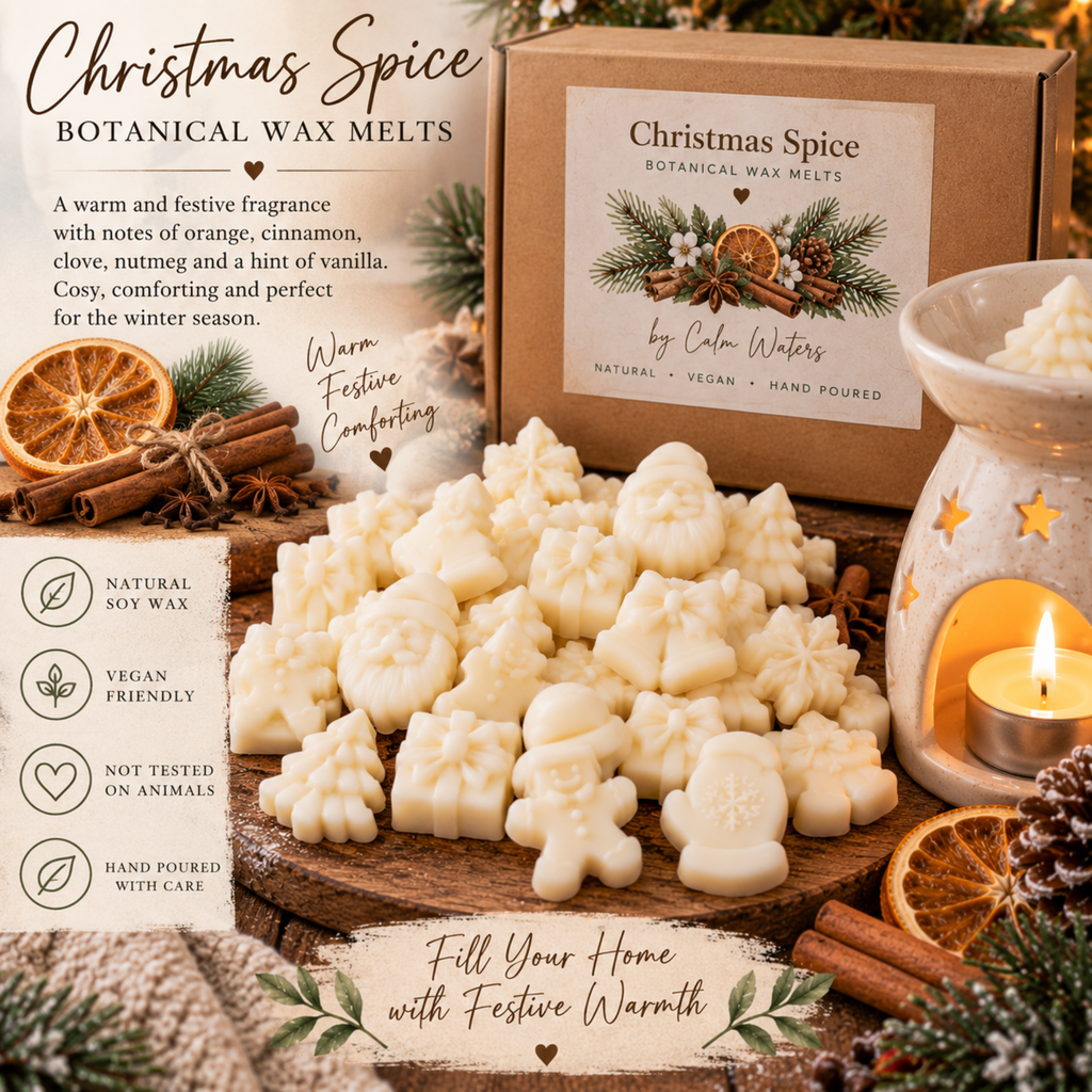 Christmas Spice Wax Melts, Christmas Soy Wax Melts, Festive Wax Melt Gift Box, Botanical Home Fragrance, Christmas Gift
