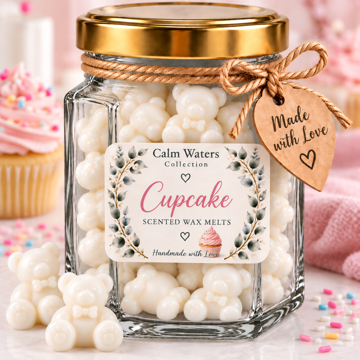 Teddy Bear Wax Melts in Glass Jar | Approx 125g Soy Wax Melts | 6 Fragrances | Handmade Scented Wax Melt Gift