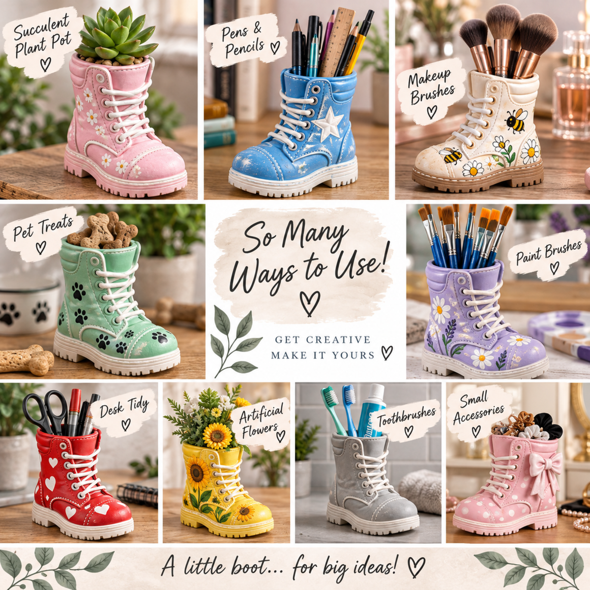 Paint Your Own Boot Kit | DIY Craft Kit | Boot Planter Painting Set | Creative Gift | Pottery Style Painting Kit | Craft Activity