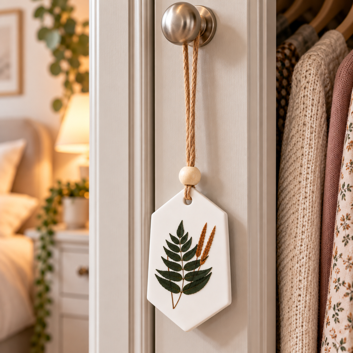 Handmade Botanical Aroma Stone with Fragrance Spray – Hanging Wardrobe Freshener – Sandalwood, Cherry, Lavender & More – 2.3 x 2 Inches