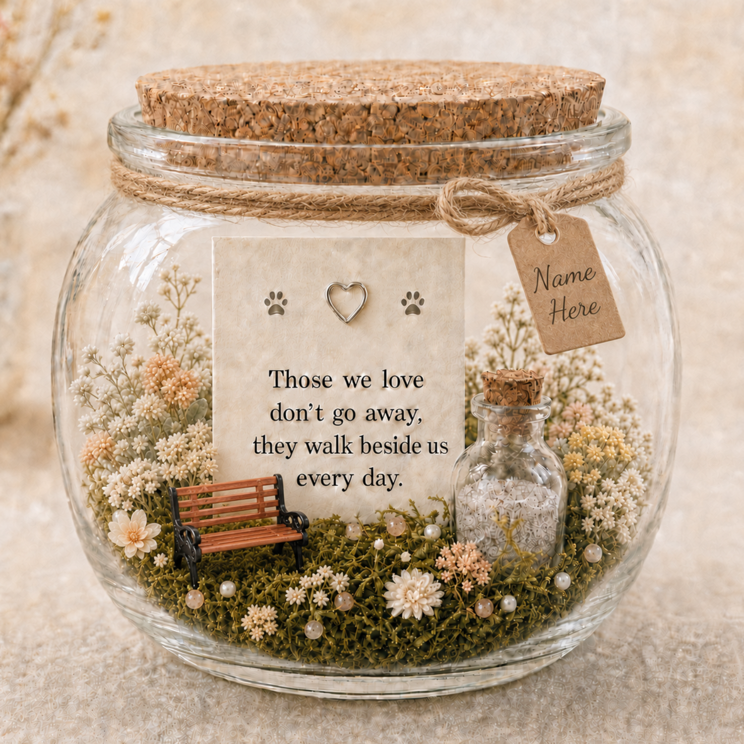 Personalised Pet Memorial Garden Jar, Dog or Cat Ashes and Fur Keepsake, Miniature Pet Remembrance Garden, Pet Loss Gift