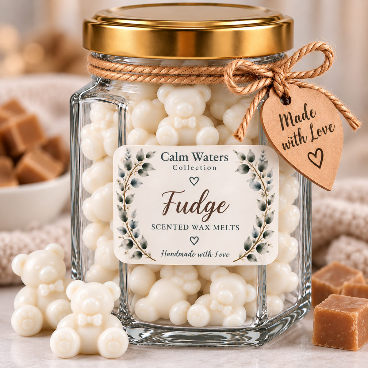 Teddy Bear Wax Melts in Glass Jar | Approx 125g Soy Wax Melts | 6 Fragrances | Handmade Scented Wax Melt Gift
