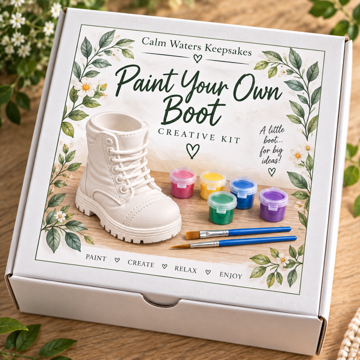 Paint Your Own Boot Kit | DIY Craft Kit | Boot Planter Painting Set | Creative Gift | Pottery Style Painting Kit | Craft Activity