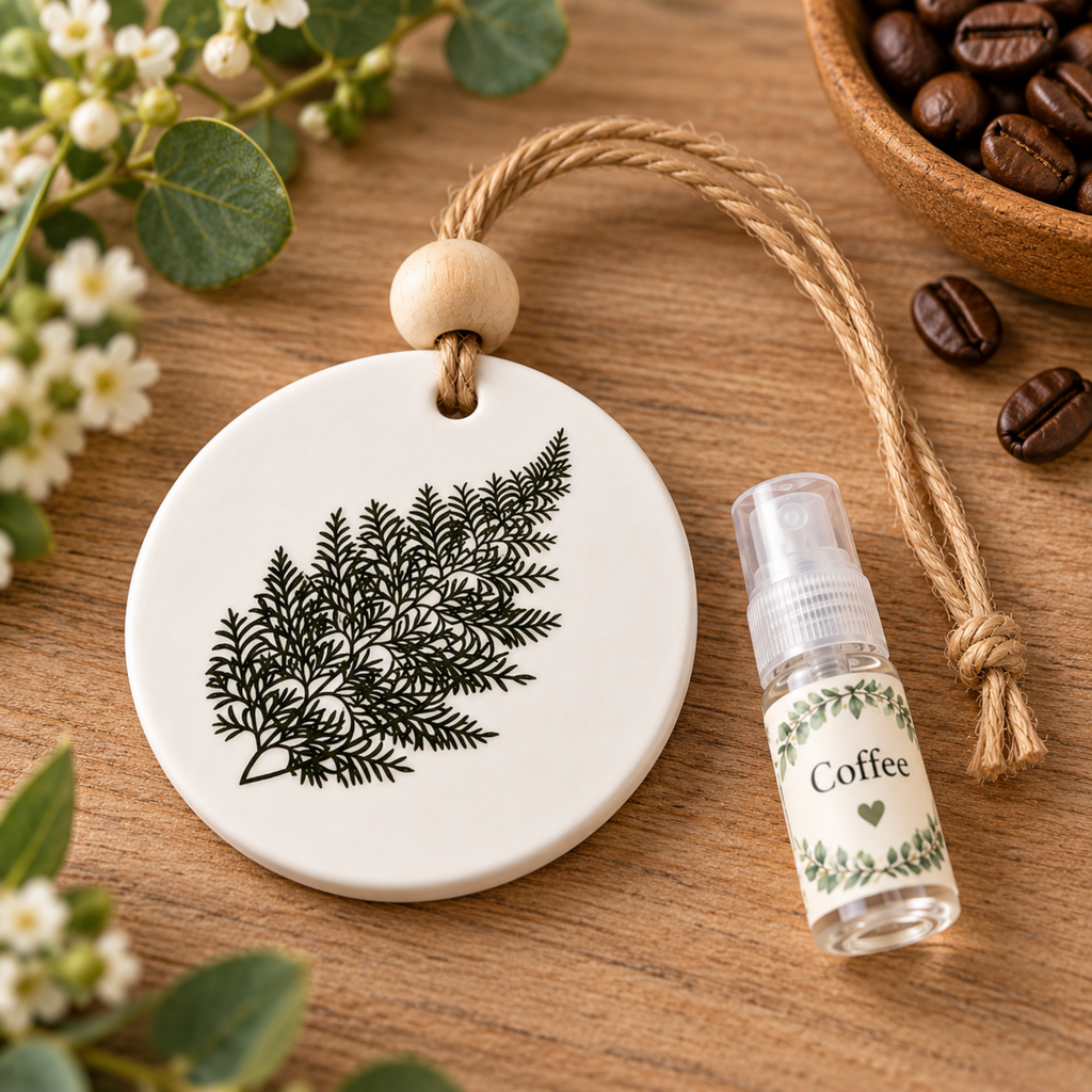 Handmade Botanical Aroma Stone with Fragrance Spray – Hanging Wardrobe Freshener – Sandalwood, Cherry, Lavender & More – 2.3 x 2 Inches (Copy)