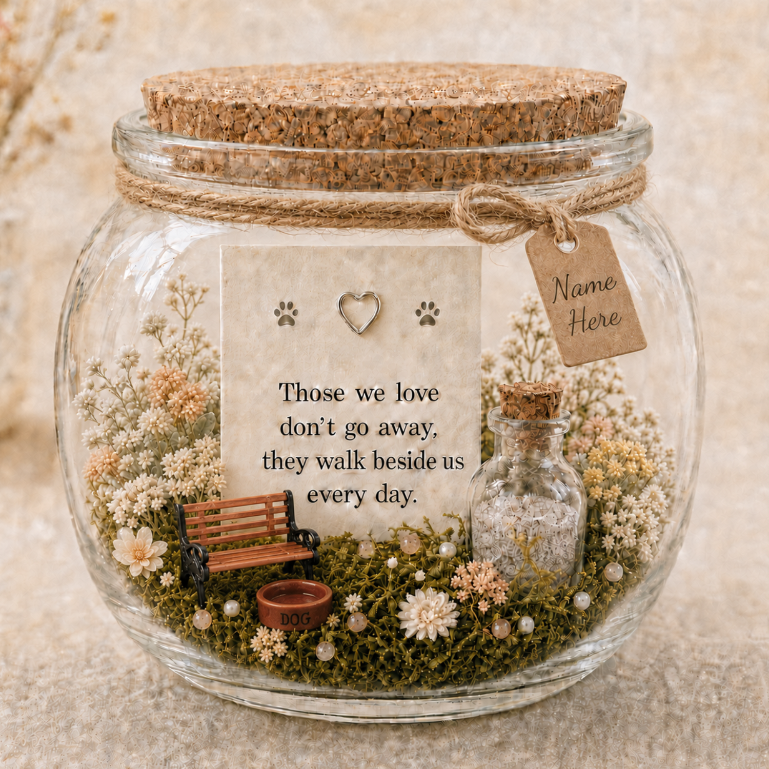 Personalised Pet Memorial Garden Jar, Dog or Cat Ashes and Fur Keepsake, Miniature Pet Remembrance Garden, Pet Loss Gift