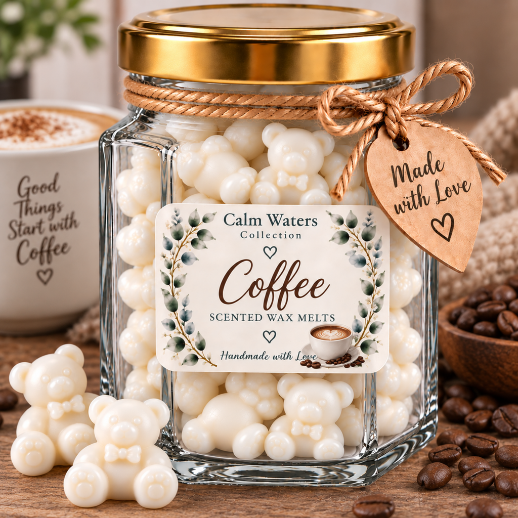 Teddy Bear Wax Melts in Glass Jar | Approx 125g Soy Wax Melts | 6 Fragrances | Handmade Scented Wax Melt Gift