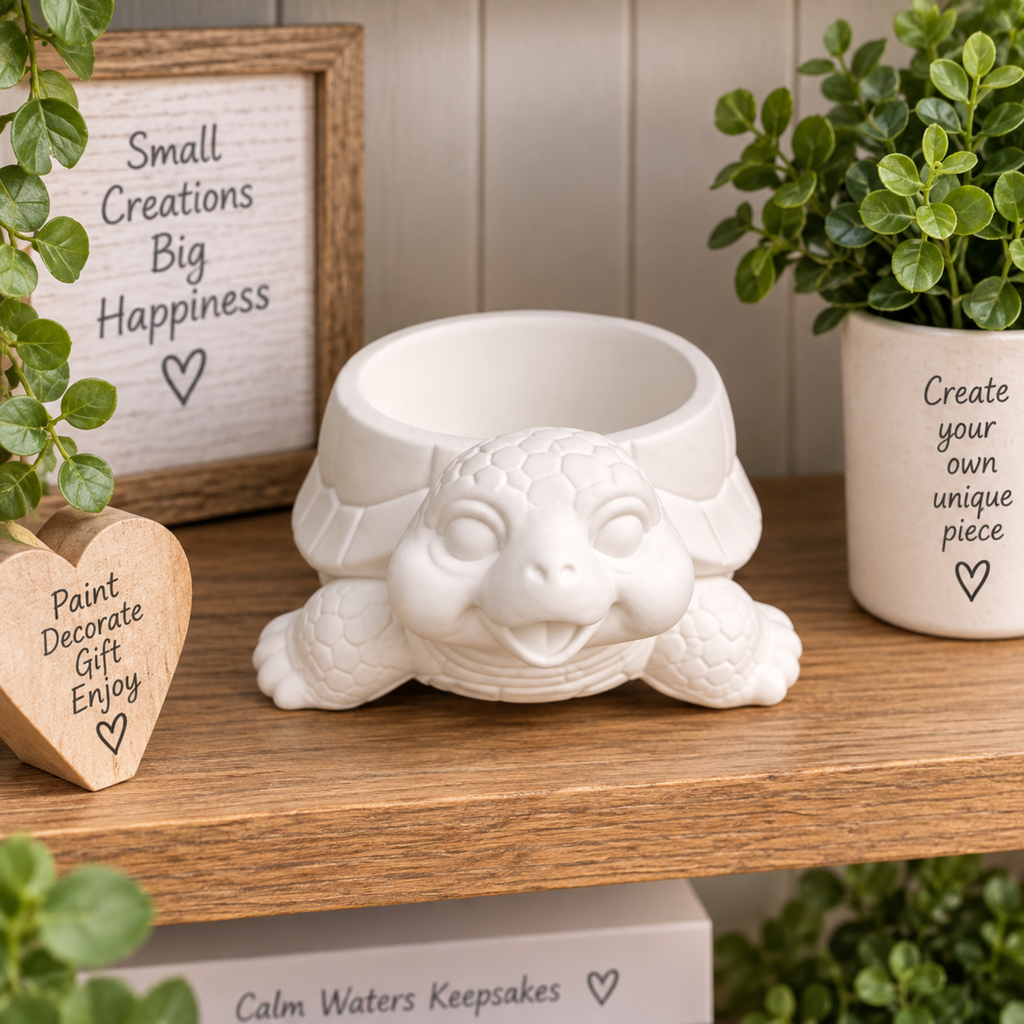 Paint Your Own Tortoise Planter Kit | Hand Cast DIY Painting Kit | Succulent Pot |