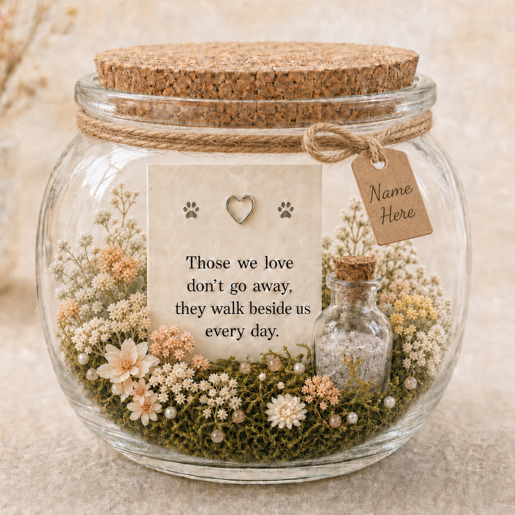 Personalised Pet Memorial Garden Jar, Dog or Cat Ashes and Fur Keepsake, Miniature Pet Remembrance Garden, Pet Loss Gift