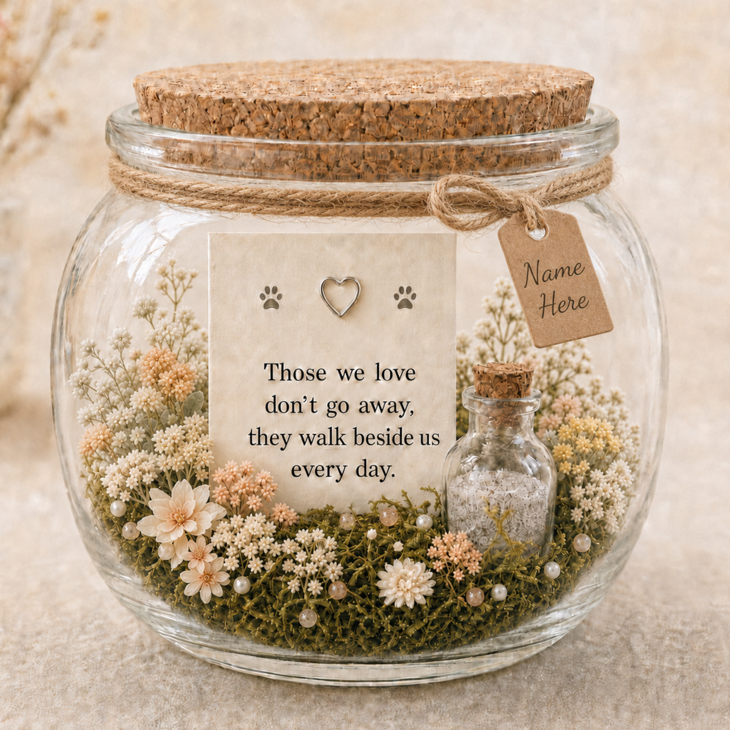 Personalised Pet Memorial Garden Jar, Dog or Cat Ashes and Fur Keepsake, Miniature Pet Remembrance Garden, Pet Loss Gift