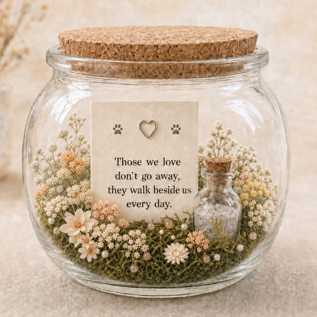 Personalised Pet Memorial Garden Jar, Dog or Cat Ashes and Fur Keepsake, Miniature Pet Remembrance Garden, Pet Loss Gift