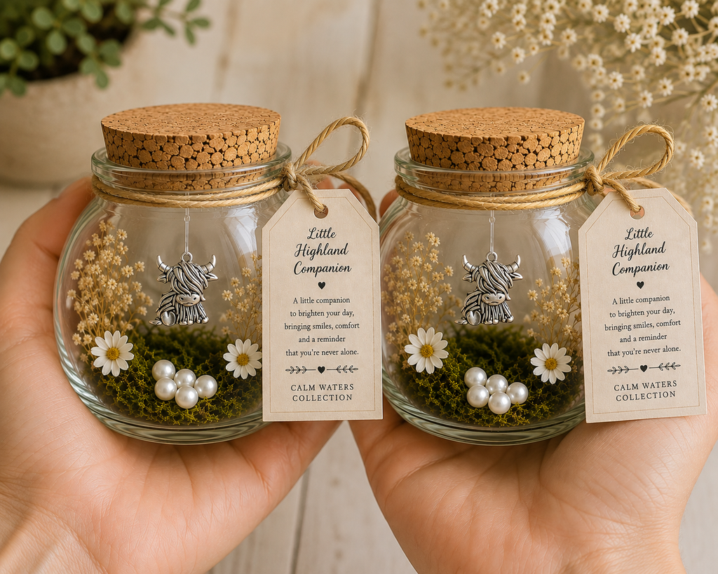 Little Highland Companion Jar | Highland Cow Gift | Friendship Gift | Thinking of You Gift | Cute Keepsake Jar | Rustic Home Decor