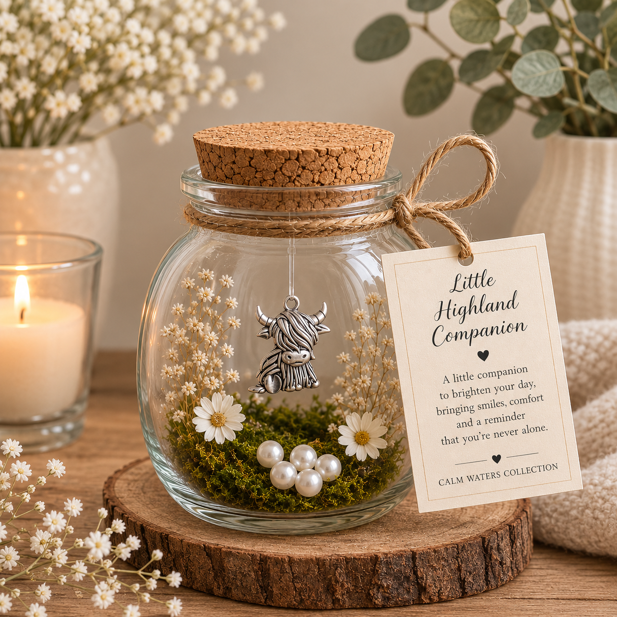 Little Highland Companion Jar | Highland Cow Gift | Friendship Gift | Thinking of You Gift | Cute Keepsake Jar | Rustic Home Decor