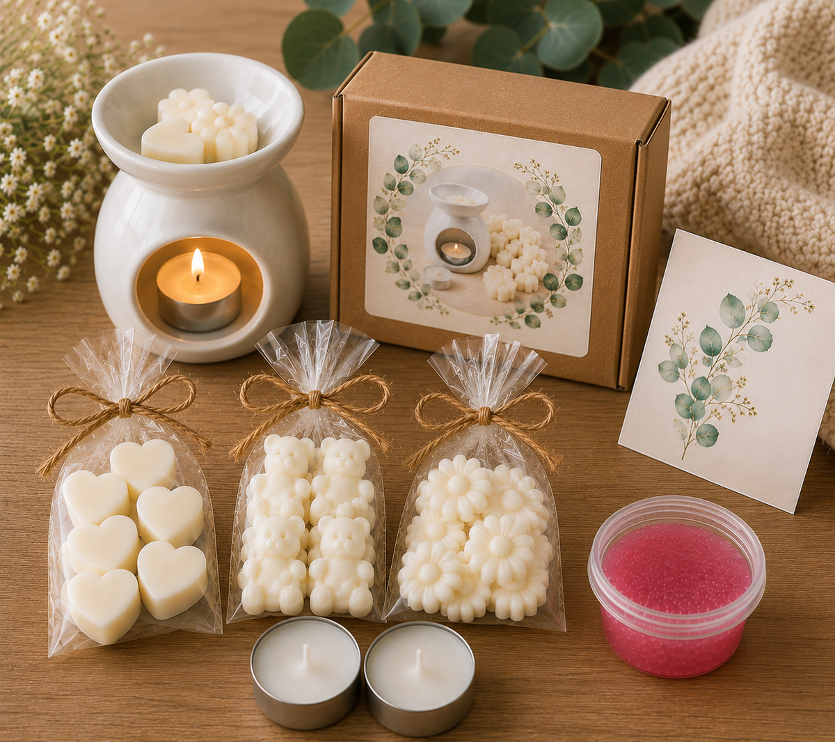 Wax Melt Starter Kit Gift Box – Small or Large or Extra large– Wax Burner, Soy Wax Melts, Jelly Melt & Tealight – Home Fragrance Gift