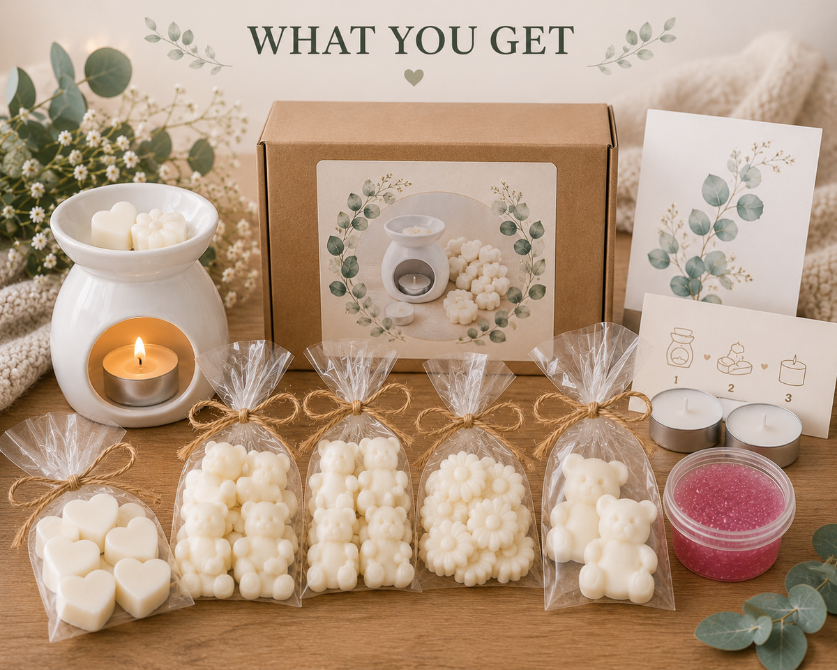 Wax Melt Starter Kit Gift Box – Small or Large or Extra large– Wax Burner, Soy Wax Melts, Jelly Melt & Tealight – Home Fragrance Gift