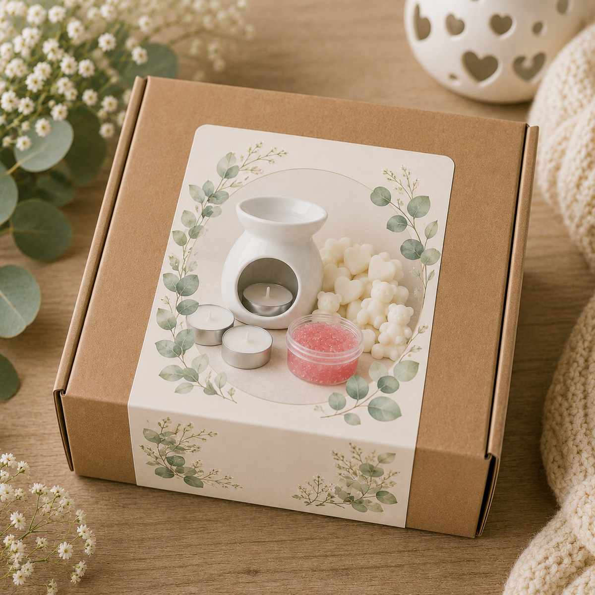 Wax Melt Starter Kit Gift Box – Small or Large or Extra large– Wax Burner, Soy Wax Melts, Jelly Melt & Tealight – Home Fragrance Gift