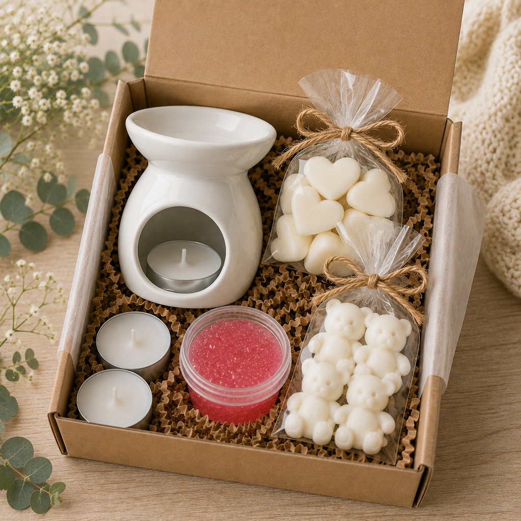 Wax Melt Starter Kit Gift Box – Small or Large or Extra large– Wax Burner, Soy Wax Melts, Jelly Melt & Tealight – Home Fragrance Gift